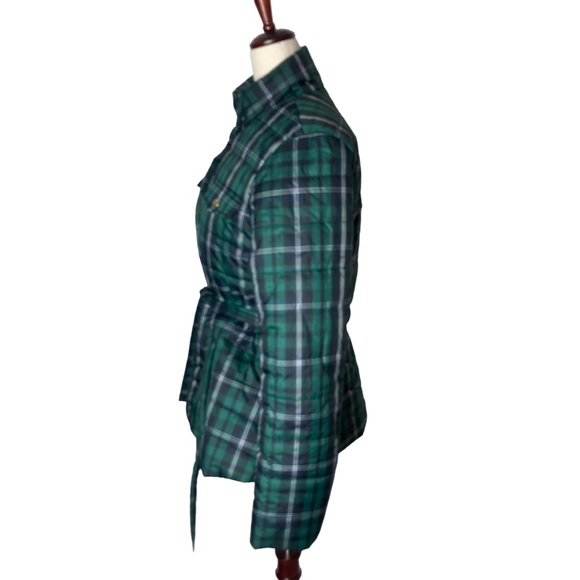 J. Crew Tartan Plaid Belted Puffer Jacket Small - Picture 4 of 8